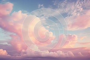 Surreal cloud podium outdoor on blue sky pink pastel soft fluffy clouds with empty space