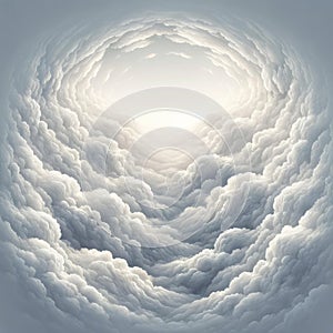 Surreal Cloudscape Tunnel with Radiant Light, AI Generated