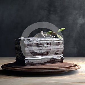 Surreal 3d Slate Cake On Rustic Textured Background