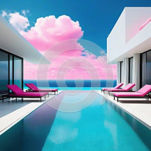 Surreal Dream Vacation Pool View Art