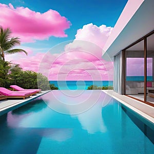 Surreal Dream Vacation Pool View Art