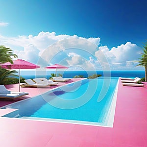 Surreal Dream Vacation Pool View Art