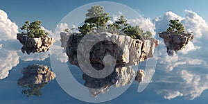 A Surreal Dreamscape with Floating Islands and Floating Rocks for Fantasy, Adventure, and Surreal Projects photo