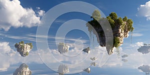 A Surreal Dreamscape with Floating Islands and Floating Rocks for Fantasy, Adventure, and Surreal Projects photo