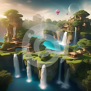 A surreal dreamscape, with floating islands and waterfalls, creating a sense of whimsy and imagination3