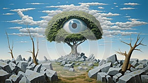 Surreal Ecology Background In Ultra Hd Realistic Painting By Magritte