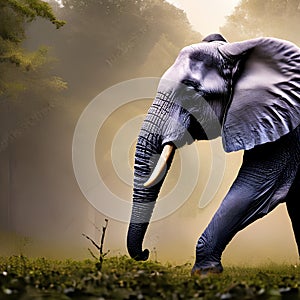 A surreal elephant with butterfly wings, gently gliding through an enchanted forest4, Generative AI