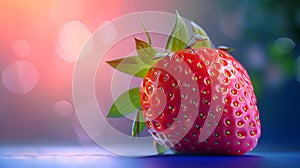 A surreal and enchanting portrayal of a strawberry placed against a captivating background, with impeccable lighting that enhances