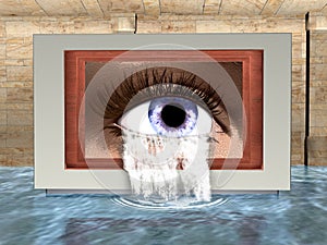 Surreal Eye, Crying, Water Illustration