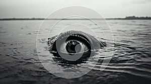 Surreal Eye Emerging from Water Surface