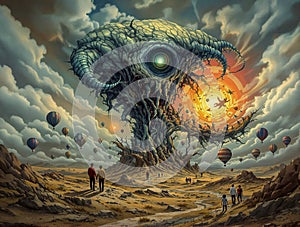 Surreal Eye Tree in a Strange Landscape