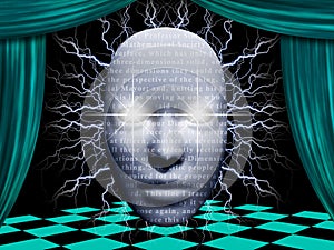 Surreal face with text