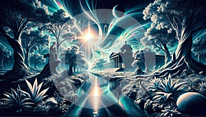 Whimsical Woodland Reverie: The Blue-Dark Nature photo