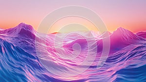 Surreal glowing ocean waves under ethereal sunset sky