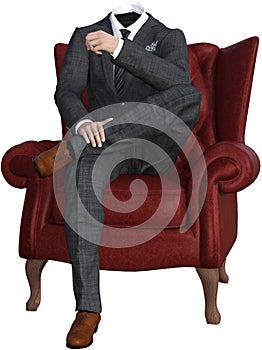 Surreal Sitting Man, isolated, Headless, No Head photo