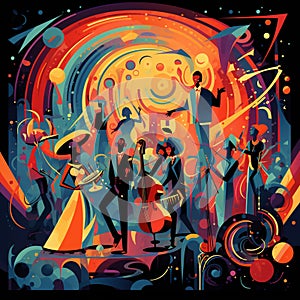 Surreal Jazz Band in Art Deco Style