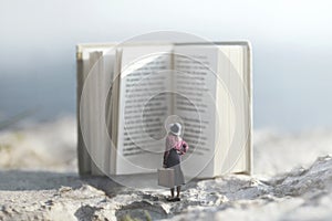 Surreal journey of a woman inside the story of an adventurous book photo