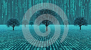 Digital Forest of Binary Code Trees - Data, Technology, Future Concepts