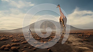 Surreal Landscape With Giraffe: A Photo-realistic Journey Of Grandeur