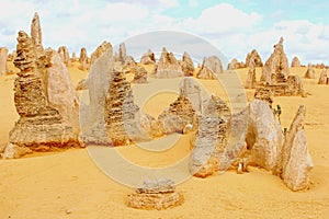 Surreal landscape in the Pinnacles desert, Australia