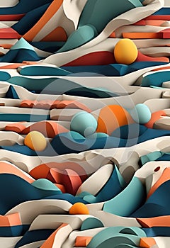 A Surreal Landscape of Winding Rivers and Colorful Rolling Hills