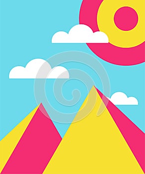 surreal mountain background with pop color punchy vector