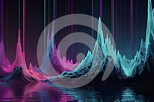 Surreal neon soundwave with abstract fluid energy motion. photo