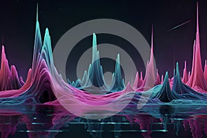 Surreal neon soundwave with abstract fluid energy motion. photo
