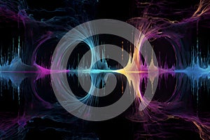 Surreal neon soundwave with abstract fluid energy motion. photo
