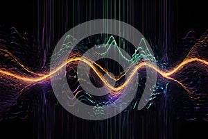 Surreal neon soundwave with abstract fluid energy motion. photo