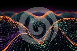 Surreal neon soundwave with abstract fluid energy motion. photo