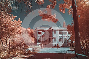 Surreal old building in infrared colors