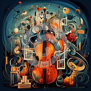 Surreal Orchestra of Medical Instruments in Abstract Expressionism Style