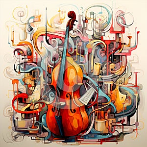 Surreal Orchestra of Medical Instruments in Abstract Expressionism Style