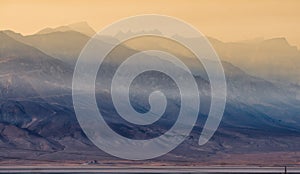 Surreal Owens Lake at sunset in California Usa