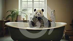 Surreal Panda Bathtub: Cinematic Stills And Minimalist Canvases