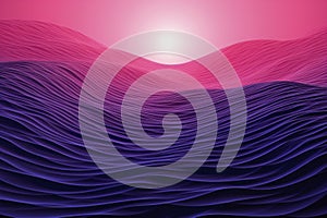 Surreal Pink and Blue Waves Under Radiant Sun Digital Artwork.