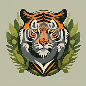 surreal prtrait of a tiger emerging from foliage ai generative