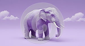 Whimsical Purple Elephant with Clouds on Lavender Background