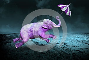 Surreal Purple Violet Flying Elephant