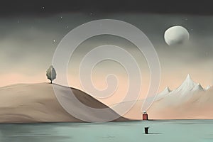 surreal relaxing landscape- new naturalism background