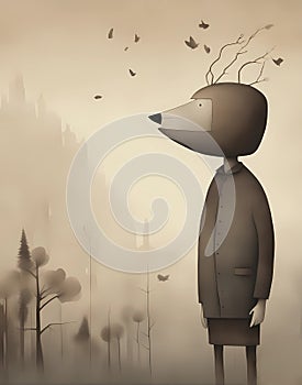 surreal relaxing portrait- new naturalism background