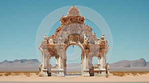 Surreal Rococo Architecture In Desert: Photorealistic Baroque Grandiosity photo