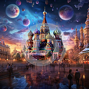 Surreal Scene in Moscow: Red Square Transformed into a Floating Island