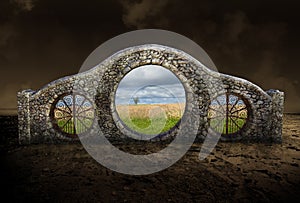 Surreal Stone Gate, Archway, Nature photo