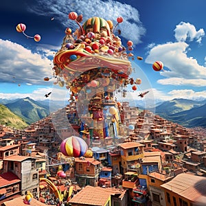 Surreal scene showcasing the vibrant city of Medellin, Colombia