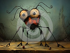 Surreal spider abstract art brut animal character