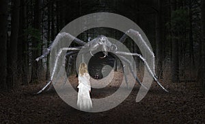 Surreal Spider, Young Girl, Monster