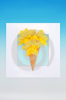 Surreal Spring and Easter Ice Cream Cone Background Frame