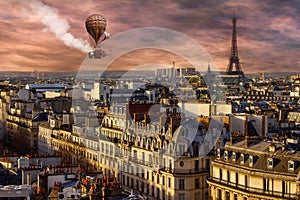 Surreal Steampunk Paris, Hot Air Balloon